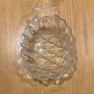 Clear Pineapple Shaped Glass Dish Vintage 1970s